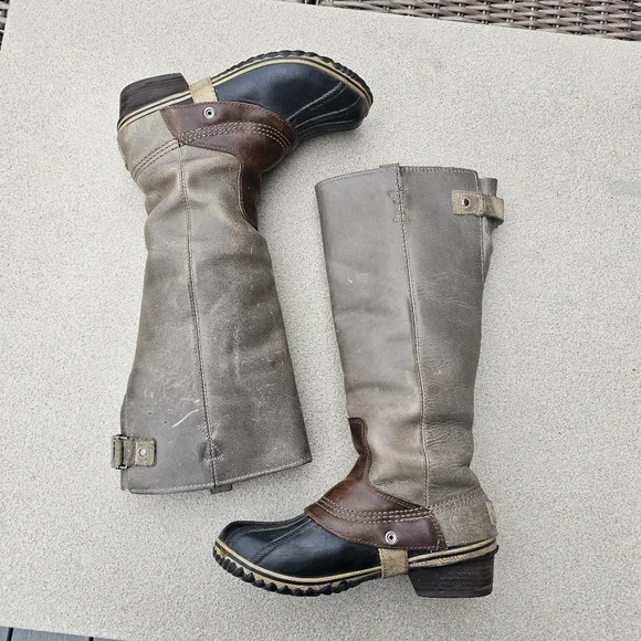 Stylish Gray and Brown Women's Boots-Snug Fit-may fit Size 8 better. - Picture 3 of 11